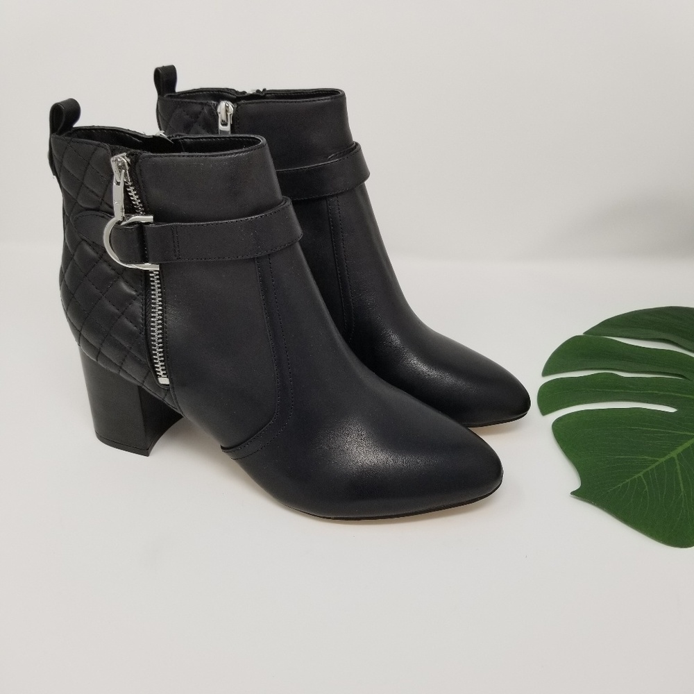 New Marc Fisher Weity Black Quilted Leather Ankle Boots 10